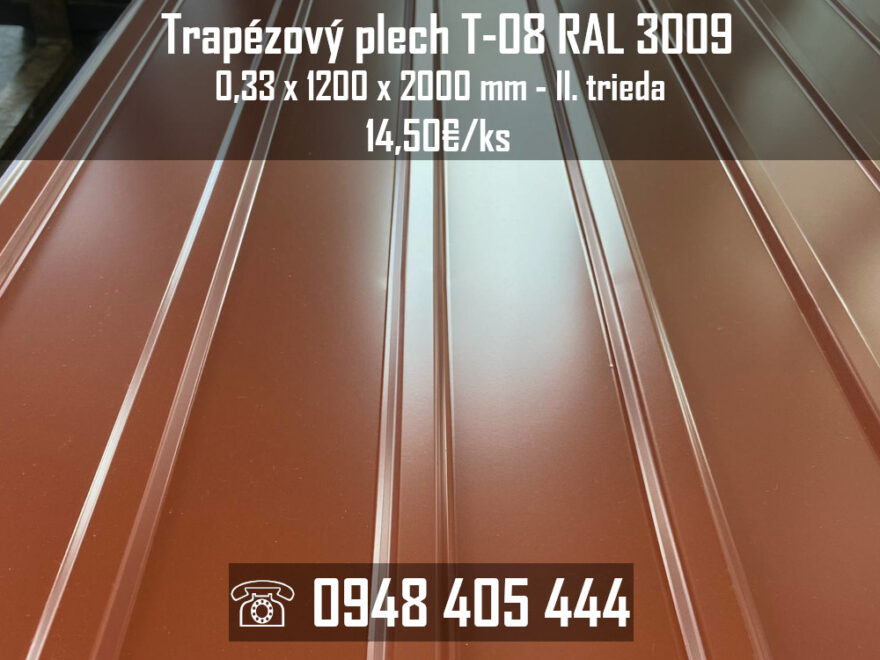 Trapézový plech T-08 RAL 3009