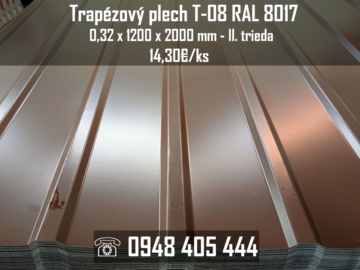 Trapézový plech T-08 RAL 8017