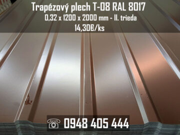 Trapézový plech T-08 RAL 8017