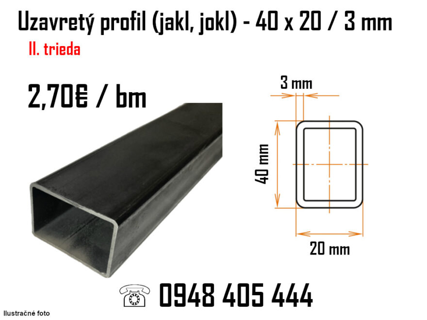 Uzavretý profil - 40x20/3