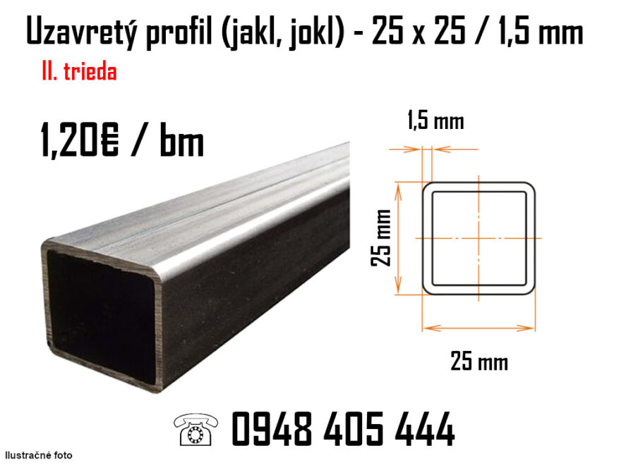 Uzavretý profil 25x25x1,5
