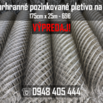 Štvorhranné pozinkované pletivo na plot (65x65mm) – 175cm x 25m