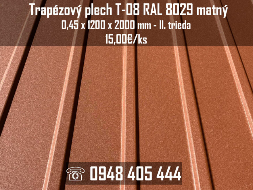 Trapézový plech T-08 RAL 8029 matný