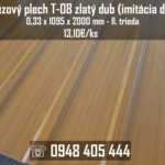 Trapézový plech T-08 zlatý dub (imitácia dreva)