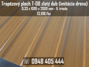 Trapézový plech T-08 zlatý dub