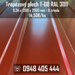 Trapézový plech T-08 RAL 3011