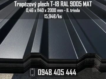 Trapézový plech T18 RAL 9005 MAT